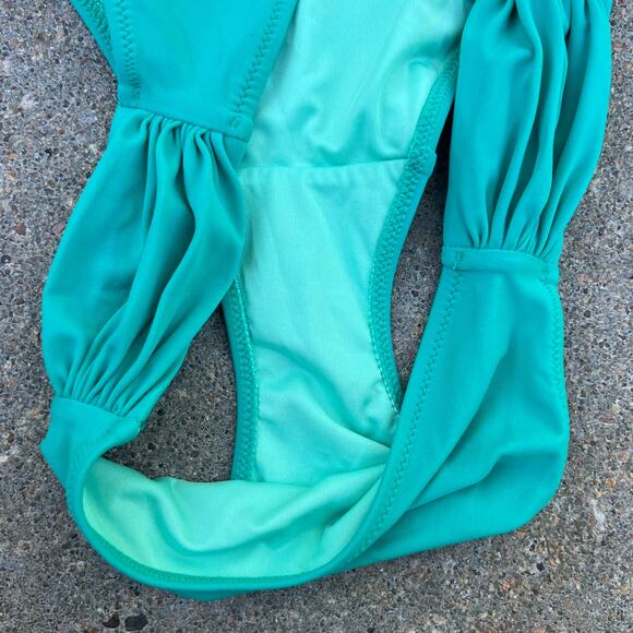 Victoria's Secret teal turquoise ruched side bikini swim bottoms LARGE - Picture 4 of 4